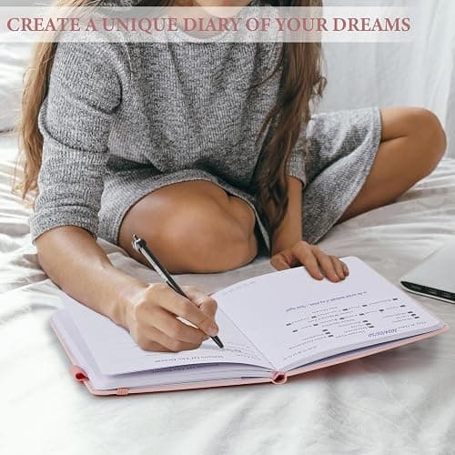 JUBTIC Dream Journal – Hardcover Dream Notebook, Guided Dream Diary to Record and Track Your Dreams, Interpretations and Thoughts before Sleeping. Ideal Gift for Women, Girls, Men(Pink) thumbnail 2