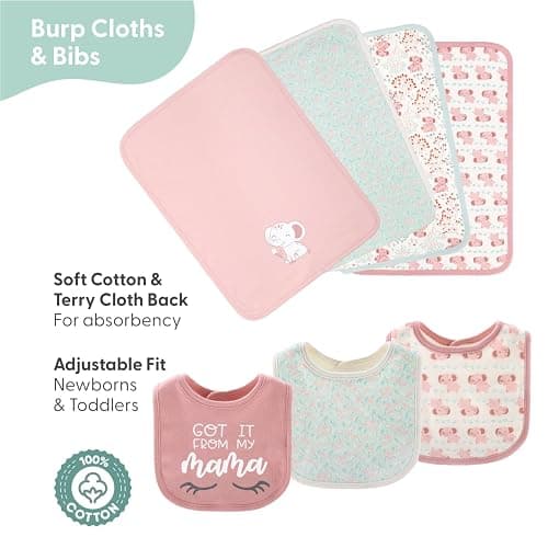 The Peanutshell Baby Layette Gift Set for Girls - 30 Piece New Born Girl Gift Set, Baby Clothes, 0-9 Months - Floral Elephant thumbnail 6