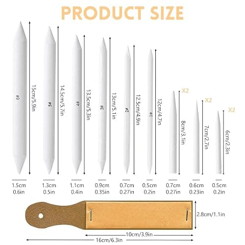 13 Pcs Blending Stumps For Drawing,Tortillions Set With Sandpaper Board,Professional Art Blenders & Sketch Drawing Tools For Shading,Blending Pencil Art Supplies Kit For Beginner,Students, Adults,Charcoal Pencil Drawing thumbnail 2