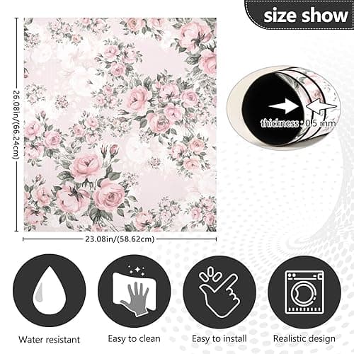 Floral Pink Roses Bouquets Dishwasher Magnet Cover Sticker Magnetic Refrigerator Panel Front Door Fridge Microwave Decal Decorative Vinyl - Floral Roses - 23 X 26 in thumbnail 4