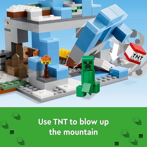 LEGO Minecraft The Frozen Peaks 21243, Cave Mountain Set with Steve, Creeper, Goat Figures & Accessories, ICY Biome Toy for Kids Age 8 Plus Years Old thumbnail 3