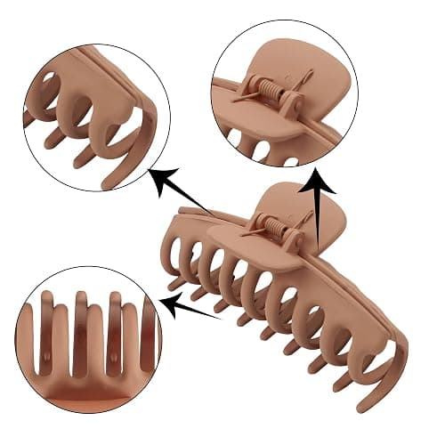 JOYOYO 4 Pcs Hair Claw Clips Hair Clips for Women and Girls Thick Hair - Natural Colors Lightweight Non-slip with Comb Teeth Strong Hold Large Size 4.3 Inch thumbnail 2