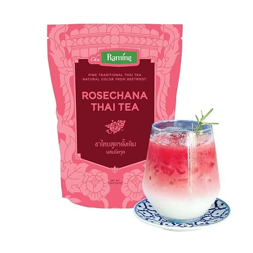 Raming Pink Thai Tea Mix, Rosechana - Dye-Free, 100% Natural Loose Leaf Assam & Beetroot Blend for Thai Iced Tea and Milk Boba Tea - Authentic Original Thailand, 227g (8 oz) - Image 1