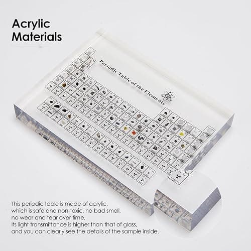 Periodic Table with Real Elements Inside, Acrylic Periodic Table Display with 83 Real Elements Samples, Craft, Teaching Tool, Gift for Kid, Students, Teacher, Science Lovers, 6*4.5*0.8 inch thumbnail 3