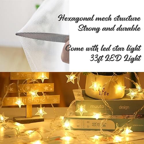Large Bed Canopy, Bed Canopy w/LED Star Light for Girls, for Bed Size Full/Queen/King Mosquito Net Mosquito Mesh Mosquito Netting Canopy Bed Canopy, White thumbnail 4