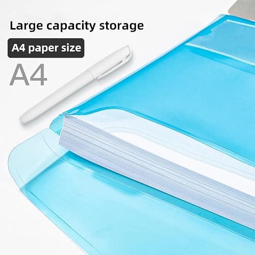 A4 Plastic Wallets 7PCS Folders Waterproof Plastic Wallet Transparent Colours with Button Storage and Organization Office Supplies thumbnail 5