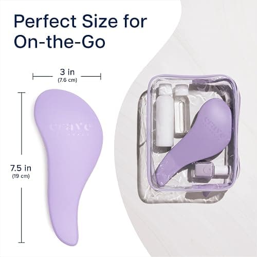 Crave Naturals Glide Thru Hair Brush - Detangler Brush for Curly, Straight, Wet or Dry Hair - Gentle Detangling Brushes for Adults, Kids, Toddlers - Hair Accessories for Women, 7.5x3" - Purple thumbnail 6