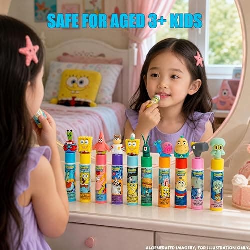 SpongeBob Lip Balm Set, 10-Piece with Removable 3D Toppers thumbnail 7