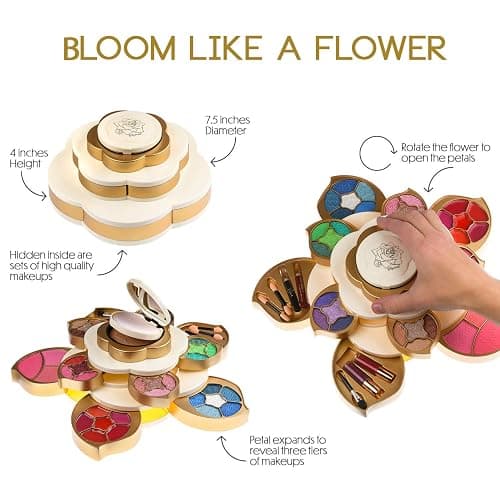CoralBeau All In One Makeup Kit for Teens and Women - Flower Makeup Set for Girls 10-12 - Pigmented Eyeshadows, Lip Creams, Blushes, Concealer and Mirror - Full Starter Makeup Gift Set for Beginners thumbnail 2