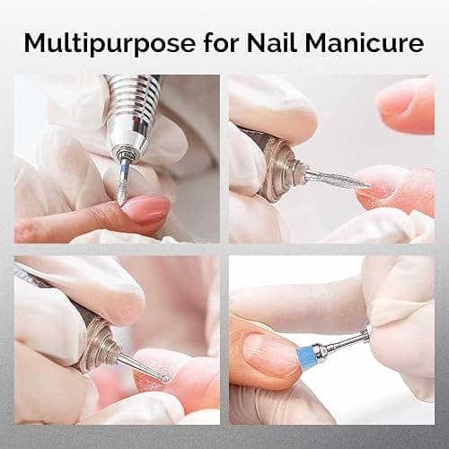 MelodySusie 10pcs Nail Drill Bits Set, 3/32 Inch Diamond Cuticle Nail Bits Kit for Nail Drill E-File, Manicure Pedicure Remover Tools for Acrylic Gel Nails, Salon Home Nail Care Supplies, Silver thumbnail 8