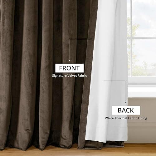 HPD Half Price Drapes Signature Velvet Thermal Blackout Curtains for Living Room 108 Inch Long (1 Panel) Rod Pocket Insulated Blackout Curtains for Bedroom Window Curtains, 100W x 108L, Java thumbnail 8