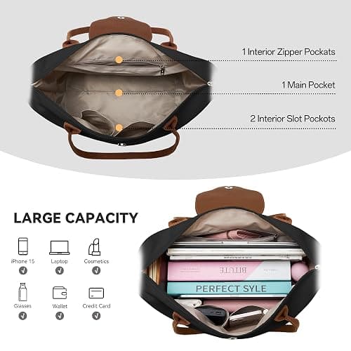KALIDI Tote Bag for Women Nylon Top-Handle Purse,Shoulder Hobo handBag with Zipper Leisure Foldable Weekend thumbnail 4