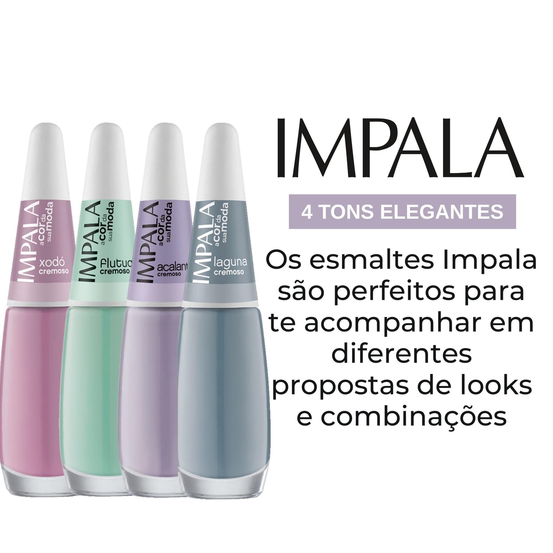 Kit 4 Esmaltes Impala Tons Pasteis Lilás Roxo Verde Azul Esmalte Unhas thumbnail 6