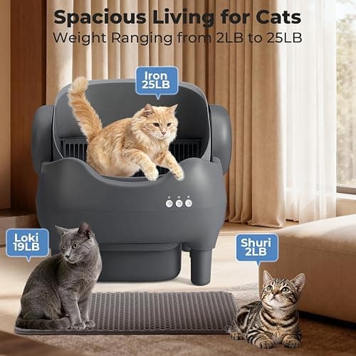 KITPLUS Self Cleaning Litter Box, Automatic Cat Litter Box with APP Control, Odor-Free Waste Disposal Includes Trash Bags, Large Waste Bin, Open-Top, for Multiple Cats thumbnail 6