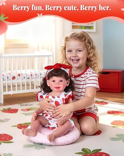 BABESIDE Reborn Baby Doll Clothes for 18-20 Inch Dolls, Strawberry Outfit | Cute Doll Clothing for Dress-Up Pretend Play, Soft Doll Accessories for Birthdays and Holidays, Doll Not Included, Ages 3+ thumbnail 2