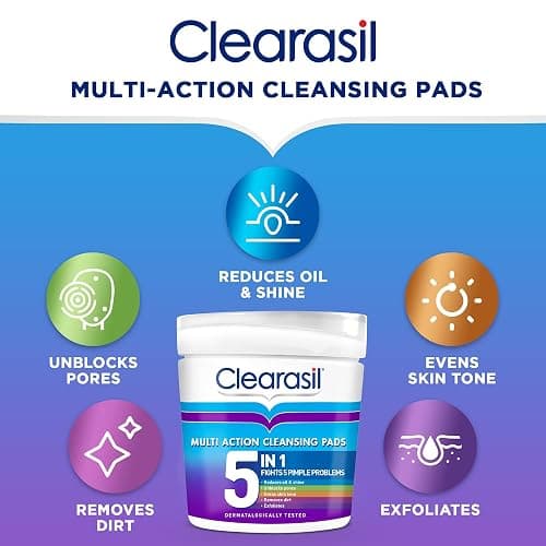 Clearasil 5-in-1 Ultra Cleansing Salicylic Acid Pads, Face Exfoliating for Acne Prone Skin, Unblock Pores, Reduces Blackheads, Pimples & Excess Oil, Everyday Spot Prevention, Pack of 65 thumbnail 4