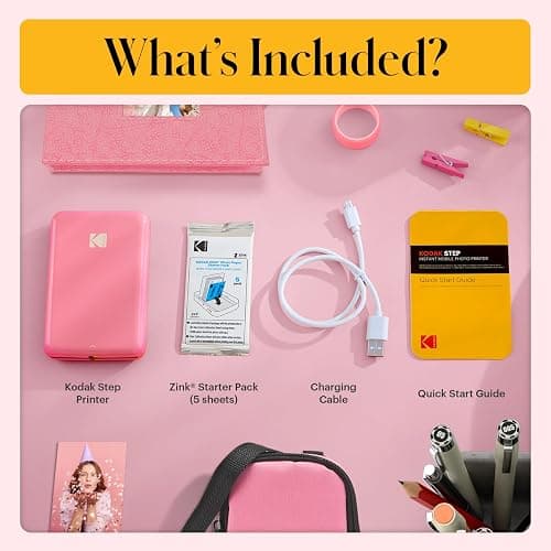 KODAK Step Instant Smartphone Photo Printer, Portable Mini Color Wireless Mobile Printer, Zink 2x3” (5.1x7.5 cm) Sticky-Back Photos, Bluetooth Compatible with iOS & Android Devices, Editing App, Pink thumbnail 3