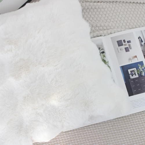 NIULAA Soft Fluffy Faux Fur Throw Pillow Covers 16x16 Cream White Set of 2 Luxury Thick Plush Cute Decorative Pillowcases for Sofa Couch Living Room thumbnail 3