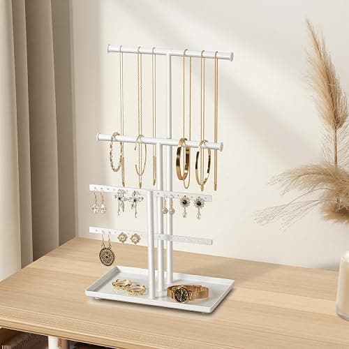 Josmimic Jewelry Holder Organizer Necklace Display: Metal Aesthetic Room Decor Tree Stand for Bracelet Hanger and Earrings Storage thumbnail 7