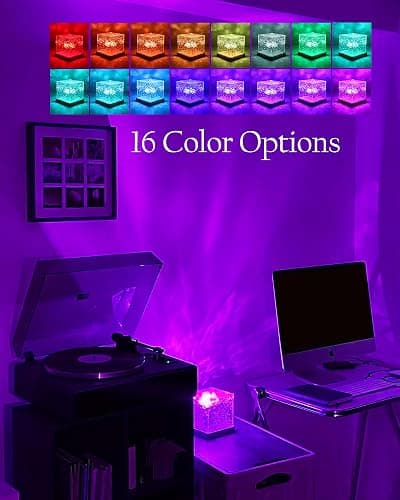 Deogos Lava Lamp,5.1 inch Ocean Wave Projector Light Northern Lights Cube Aurora Glow Sunset Lamp,16 Colors Gradual Rotating with Remote Control for Bedroom Living Room and Game Room Decor thumbnail 2