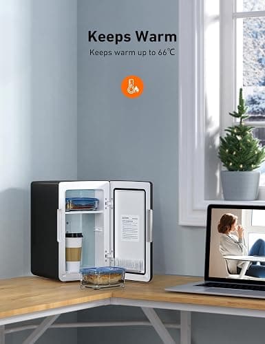 AstroAI Mini Fridge 6 Litre / 8 Can | Cooler and Warmer | AC/DC | Small Fridge for Bedrooms, Car, Drinks, Beauty, Skincare, Travel (Deep Black) thumbnail 7