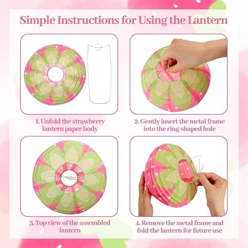 Strawberry Party Decorations,3 PCS Pink Strawberry Paper Lantern, 8" & 12" Strawberrys Lantern Decorations, Strawberrys Themed Decor for Room, Birthday Party, Baby Shower, Wedding, Garden thumbnail 4