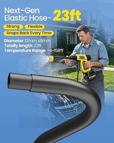 Cordless Portable Washer, Battery Operated Handheld Washer with 21V Battery & Charger, 1100 PSI, 6-in-1 Nozzle, Foam Pot, 23FT Hose, Car Washer for Home Garden Patio Driveway thumbnail 5