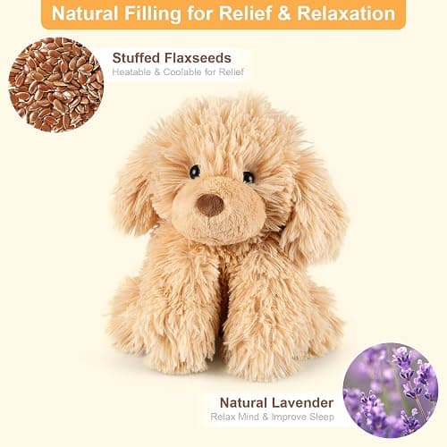 SuzziPals Heatable & Coolable Golden Retriever Stuffed Animal Heating Pad | Microwavable Dog Plush for Period Cramps, Lavender Scented, Stress Relief, Soft & Huggable, Bedtime Buddy, Great Gift thumbnail 5