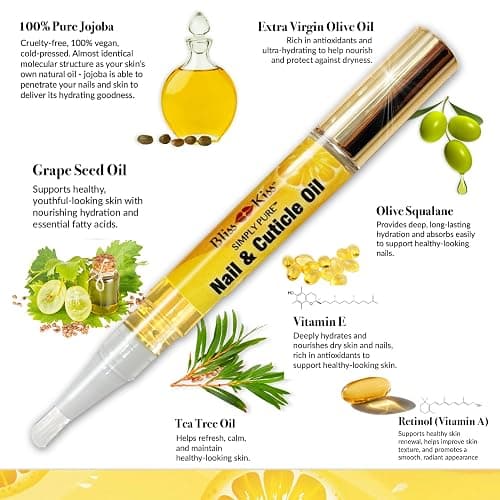 Bliss Kiss | 1 Crisp Fragrance | Nail Oil Cuticle Pen w/Vitamin E & Jojoba⏤Nail Strengthener Nail Growth Serum for Brittle Peeling Breaking Thin Nails thumbnail 9