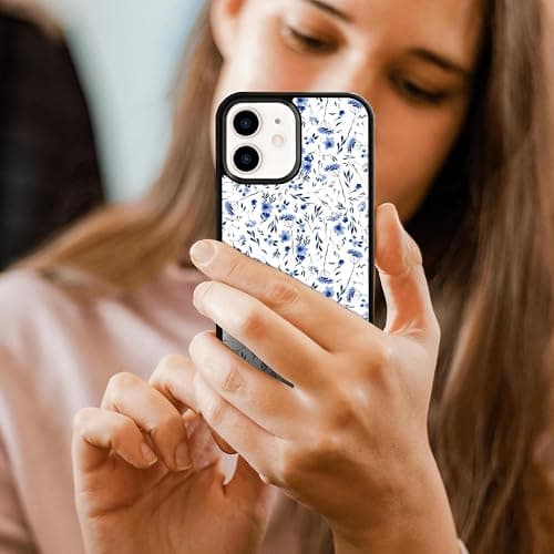 Axulimin Cute Blue Flower Floral Aesthetic Phone Case for iPhone 12 Mini Case for Teen Girls Women Kids Girls -5.4Inch thumbnail 7