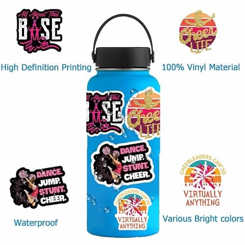 110PCS Cheer Stickers, All Vinyl Waterproof Cheerleader Decals, Perfect Cheer Gifts for Cheerleader Girls Cheer up, Motivational Positive Stickers for Water Bottles Laptop Computer Luggage Cup thumbnail 5