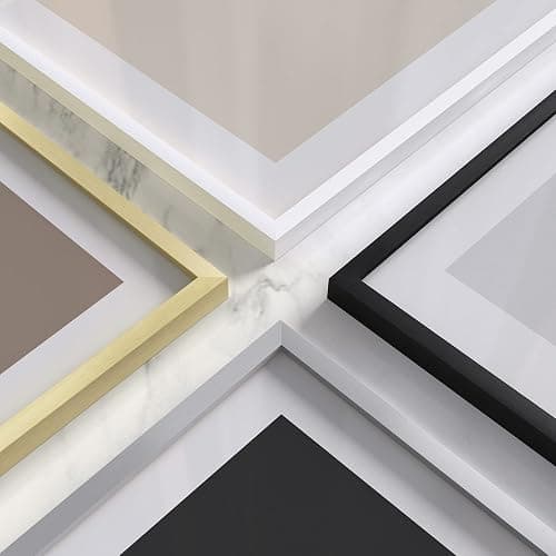 HAUS AND HUES 11x14 Gold Metal Picture Frames - Features Premium Aluminum, Vertical & Horizontal Hang, Shatterproof Plexiglass - Ideal for Home, Room, Office (11x14 in, Gold, Set of 9) thumbnail 6