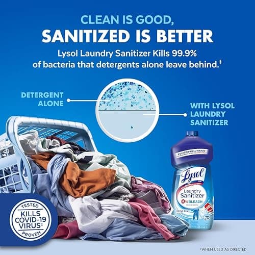 Lysol Disinfectant Laundry Sanitizer, Laundry Detergent Additive, Color Safe Bleach Alternative, Laundry Odor Eliminator, Kills Bacteria & Viruses, Crisp Linen Scent, 40 fl oz (pack of 4) thumbnail 10