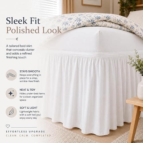 Cottingon Dorm Bed Skirt Twin XL 32" with Split Corners, 100% Microfiber Soft and Stylish, College Room Essential, Extra Long Dust Ruffle for Extended Beds, White thumbnail 5