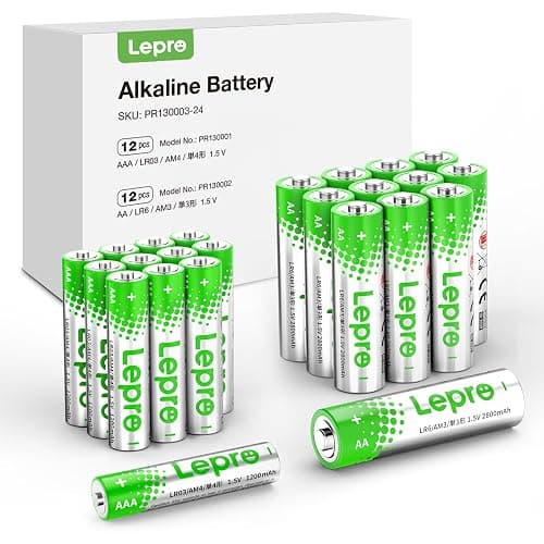 Lepro Batteries Variety Pack, AA and AAA Batteries Combo Pack 24 Count, 2800mAh Alkaline Power - 12 Double AA Batteries and 12 Triple AAA Batteries【Not Rechargeable】 - Image 1
