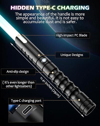 2 in 1 Dueling Lightsaber Double Light Saber,Lightsabers for Adults Christmas Birthday Gifts, 2Packs Fx Saber with 12 Colors Light Sabers for Kids Toys Teens Halloween Cosplay Children's Day Party thumbnail 7