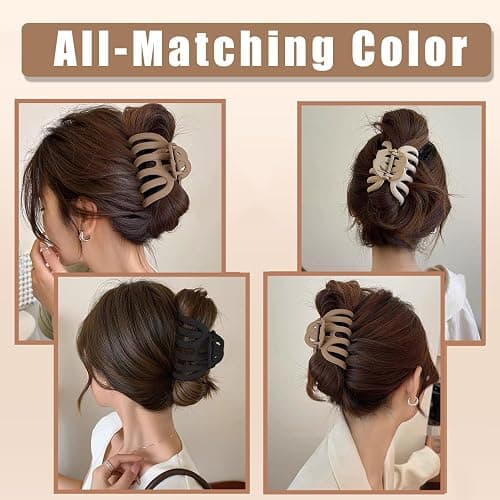 4 Pcs Octopus Claw Clips Octopus Hair Claw Clips for Women 3.8" Large Hair Claw Clip for Women Strong Grip Non-slip Jaw Clip for Thick,natural color thumbnail 5