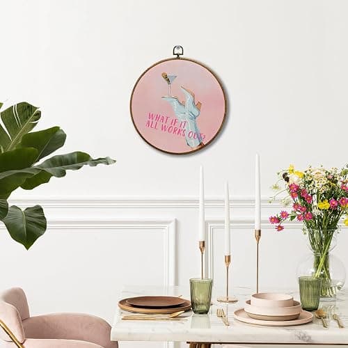JUIOEIU What If It All Works Out Wall Art, Inspirational Western Cowgirl Round Wall Decor, Pink Western Cowgirl Wall Art Hanging Decorations for Girly Room Bedroom Dorm Home Décor Accents Decor, 10x10in thumbnail 2