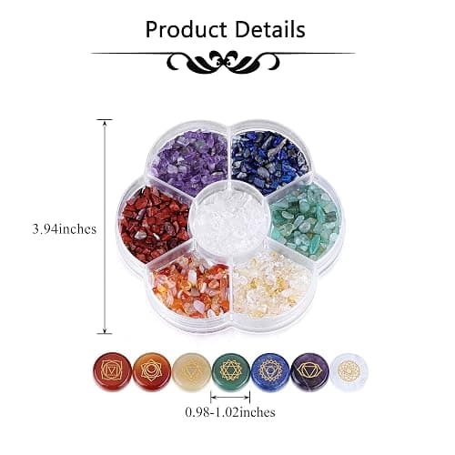 CrystalTears 7 Chakra Crystal Stones Natural Reiki Healing Crystals Gemstones with Engraved Chakra Symbol Tumbled Polished Chakra Stone Kit for Meditation Crystal Therapy Gift for Christmas thumbnail 6