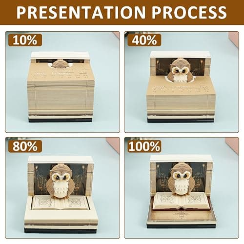 Time Piece Calendar 2026, 3D Calendar 2026 Desk, Tear-Away 3D Memo Pad, Weekly Calendar, Magic Book and Cute Owl Paper Carving Art Notepad with LED Lights for Thanksgiving Christmas Desktop Decor Gift thumbnail 5