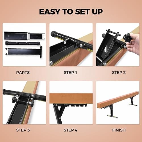 FINCOME Balance Beam Adjustable 8ft, High and Lower Floor Beam Gymnastics Equipment for Kids Children, Gymnastics Beam with Legs for Home, Professional Training, Gymnastic Club Use thumbnail 6