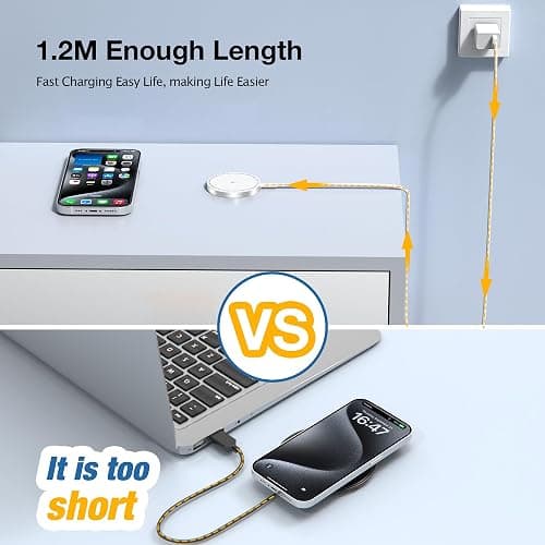 for MagSafe Charger: Magnetic Wireless Charging Pad for iPhone 17 16 15 14 13 12 Series & AirPods 4-2 Pro, Strong Magnet, Aluminum Alloy, USB-C/A Ports, Ultra-Thin & Portable, Ideal for Desk & Bedside thumbnail 7
