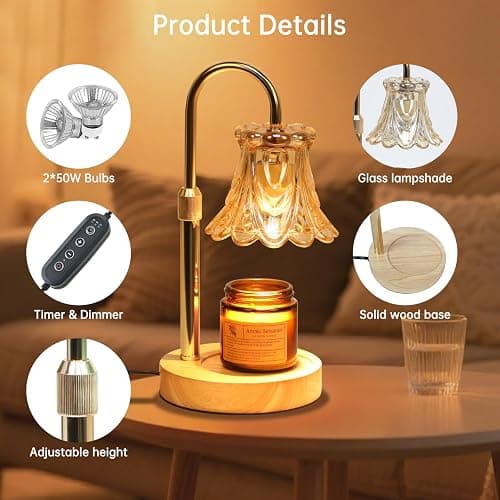 GEEZO Fragrance Candle Warmer Lamp，Electric Candle Warmer with Timer & Dimmer，Mom Christmas Birthday Gifts for Women, House Warming Gifts New Home Bedroom Decor thumbnail 3