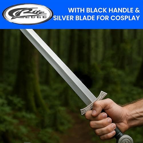 X-Forge 28” Latex Excalibur LARP Sword – Black & Silver Latex Sword for Adult Medieval Cosplay Prop, Costume Accessory for LARP, Halloween & Theatrical Use thumbnail 3