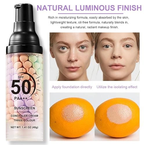 3 in 1 Color Correcting Serum, SPF Primer for Face Before Makeup, Sunscreen One Step Color Corector Primer,SPF 50 PA+++ Isolation Cream,Color Correcting Facial Serum Oil Control & Moisturizing thumbnail 6