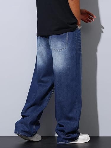 DFGIGT Mens Wide Leg Baggy Jeans Y2k Casual Fashion Loose Denim Pants Work Office Streetwear thumbnail 4