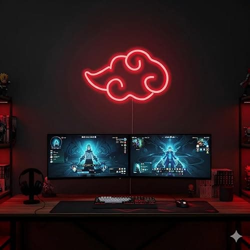 Dleouly Anime Neon Sign, LED Red Cloud Neon Signs for Wall Decor, Dimmable Gaming Neon Sign Wall Signs USB Night Neon Light for Bedroom Game Room Man Cave Party, Gifts for Your Son, Boyfriend(12x7in) thumbnail 6