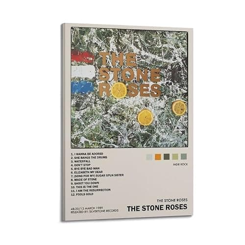 YWROLERYRY The Stone Roses Album Posters Aesthetic Wall Art Canvas Vintage Poster Decorative Painting Living Room Bed Room Decor16x24inch(40x60cm) Frame-style - Image 1