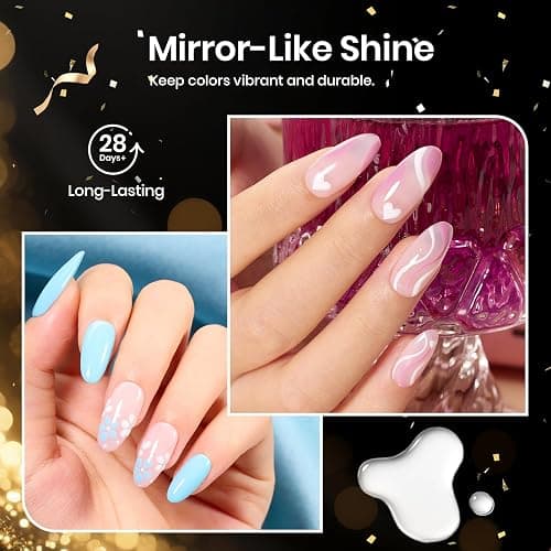 Beetles 2Pcs 15ml Gel Base and Top Coat Set - Upgrade No Wipe Extra Glossy Top Coat Finish for Gel Nail Polish, Soak Off UV/LED Lamp Needed, Essentials for Long-Lasting Manicure Christmas Kit thumbnail 6