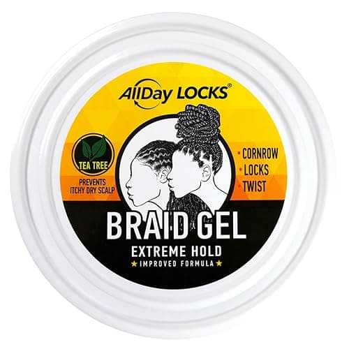 AllDay Locks Braid Gel (Bucket) | Extreme Hold, High Shine | Frizz & Flake-Free Edge Control | Tea Tree, Lavender, Peppermint Oil | Slick & Style Braids, Locks, Twists, Cornrows | 64 oz thumbnail 2